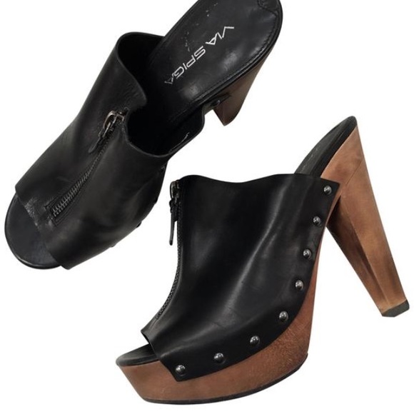 Via Spiga Shoes - VIA SPIGA Black Leather Peep Toes Platforms-8M